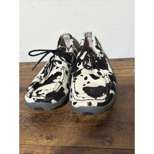 Twisted X Boat Shoes Leather Hair On Hide Moc Toe Loafer WDM0131 Women's 8M Cow